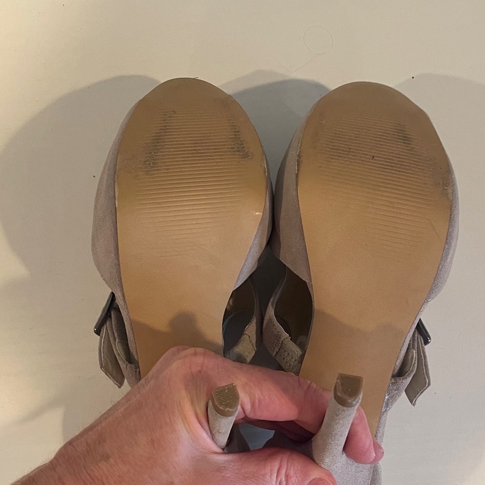Steven By Steve Madden Ruched Peep-Toe Heels in Light Taupe - Picture 4 of 5